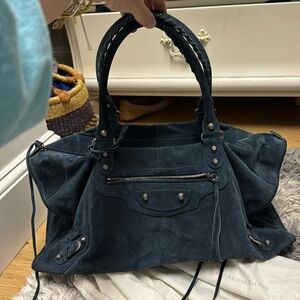 NWT Blue Suede Large Balenciaga City Bag